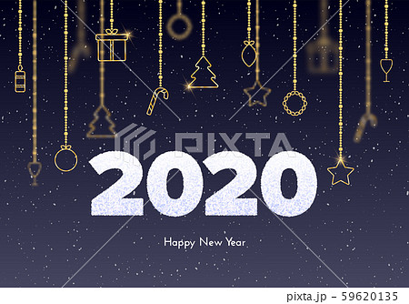 Holiday gift card. Happy New Year 2020. 59620135