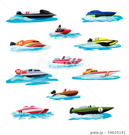 Boat vector speed motorboat yacht traveling in ocean illustration nautical set of summer vacation on Boat vector speed motorboat yacht traveling in ocean illustration nautical set of summer vacation on 59620191