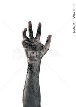 Zombie hand dirty with soil isolated on white background 59620953