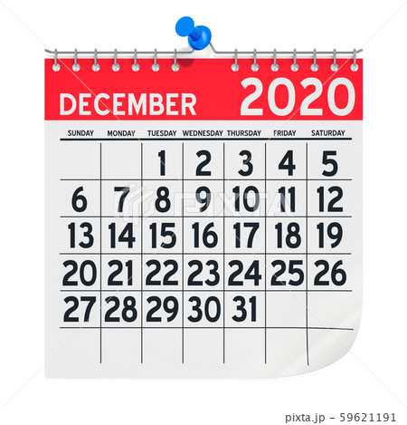 December 2020 Monthly Wall Calendar, 3D rendering 59621191