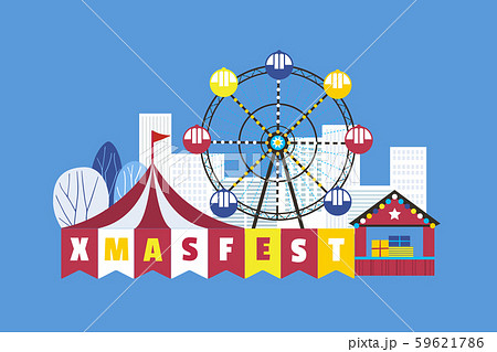 Christmas Fest Fun flat color vector poster Christmas Fest Fun flat color vector poster 59621786