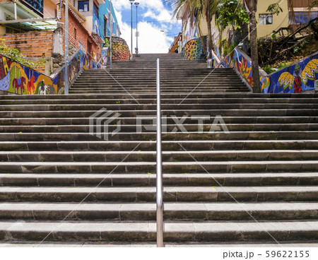 Colorful stairway in the city center of Cuenca, Ecuador 59622155
