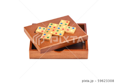 Wooden puzzle mosaic isolated on a white background. 59623308