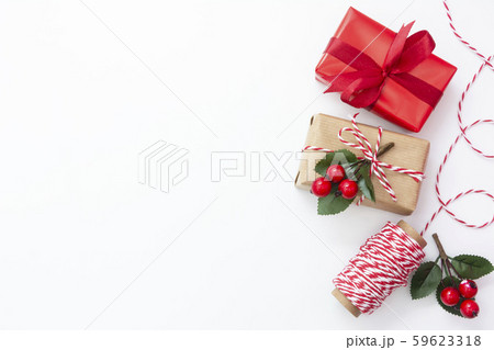 Christmas background. Gift boxes wraped in craft 59623318