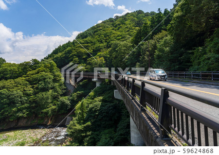 栃木県那須塩原市　塩原温泉　弁天大橋　（8月）　車 59624868