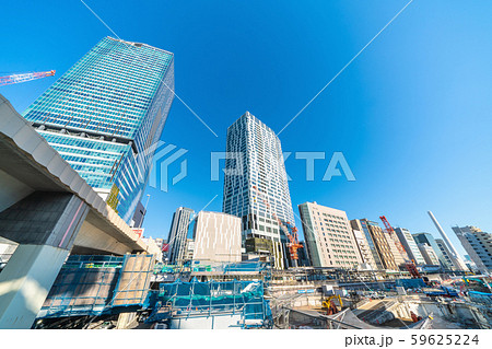 日本の東京都市景観 渋谷駅前再開発。ビルが取り壊された桜丘口地区を望む 日本の東京都市景観 渋谷駅前再開発。ビルが取り壊された桜丘口地区を望む 59625224