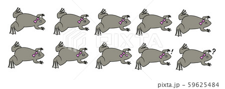シンプルなアフリカツメガエル(メス)のイラストセット 59625484