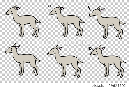 シンプルな鹿のイラストセットのイラスト素材
