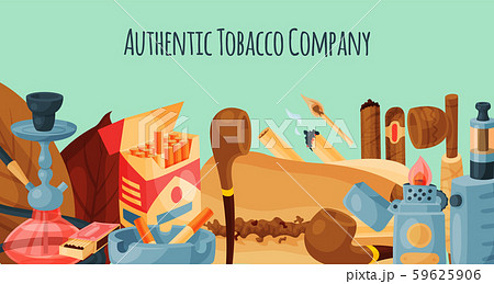 vector tobacco company Tobacco, cigar and hookah banner vector... - Stock Illustration [59625906]