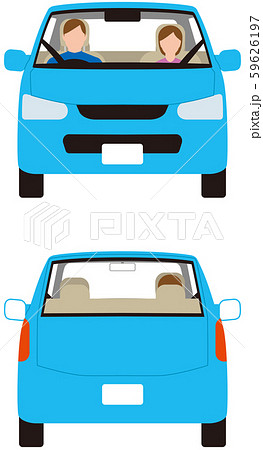車輛.コンパクトな乗用車の正面と背面.ベクター素材 59626197