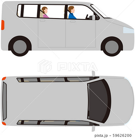 車輛 ミニバン型の乗用車の側面と上部 ベクター素材のイラスト素材