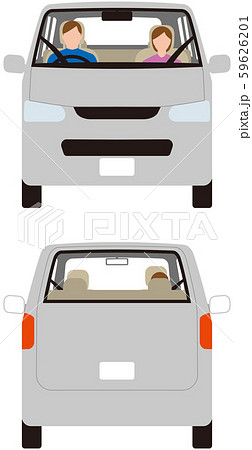 車輛 ミニバン型の乗用車の正面と後部 ベクター素材のイラスト素材