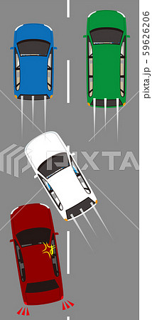 あおり運転を誘発する強引な割り込み運転 ベクター素材のイラスト素材