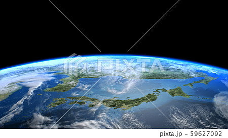 日本　JAPAN　地球　クラウド　宇宙　ＣＧ　 59627092