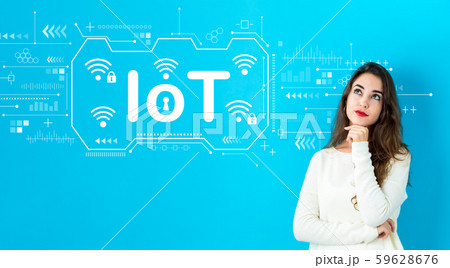 IoT theme with young woman IoT theme with young woman 59628676