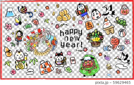 New Year's card material without zodiac 59629465