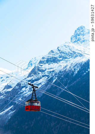 Ski cable car in the winter snow season. blue sky Ski cable car in the winter snow season. blue sky 59631427