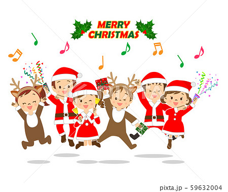 クリスマス　ジャンプする子供たち 59632004
