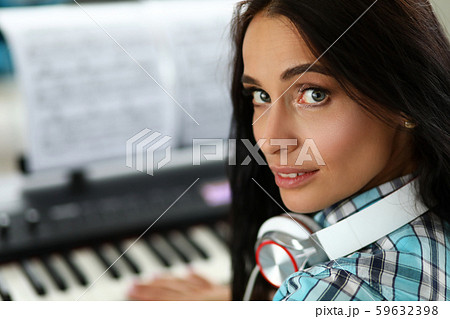 Attractive woman musician Attractive woman musician 59632398