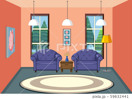 Interior of living room designのイラスト素材 [59632441] - PIXTA