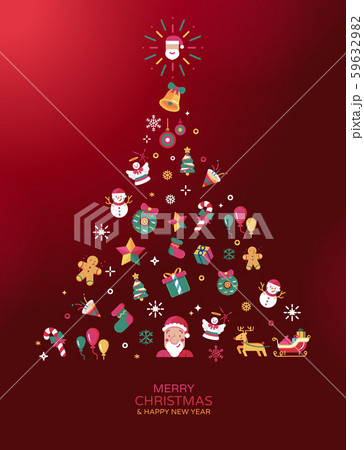 Christmas tree with flat design icons vector Christmas tree with flat design icons vector 59632982