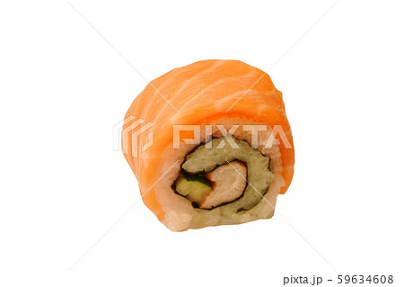 California roll wrapped with slice salmon Sushi Japanese food on white background California roll wrapped with slice salmon Sushi Japanese food on white background 59634608