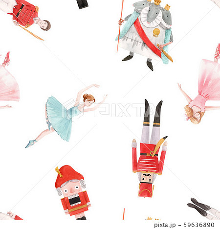 Watercolor christmas nutcracker fairy tale ballet seamless pattern 59636890