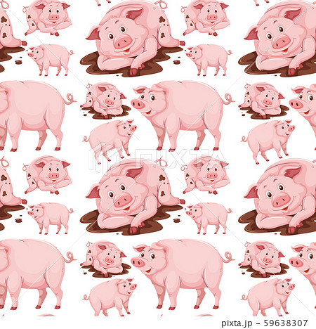 Pig in mud seamless pattern Pig in mud seamless pattern 59638307