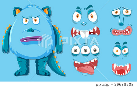 Blue monster with different facial expression Blue monster with different facial expression 59638508