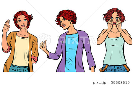 Set collection gestures of beautiful women Set collection gestures of beautiful women 59638619