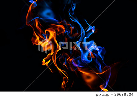 Red and blue fire on balck background Red and blue fire on balck background 59639504