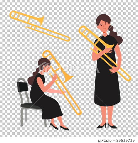 トロンボーンを持った女性のベクターイラスト 59639739
