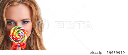 Blonde girl with lollipop Blonde girl with lollipop 59639959