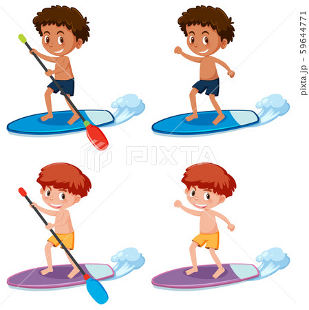 Boy Paddle The Sup Boardのイラスト素材