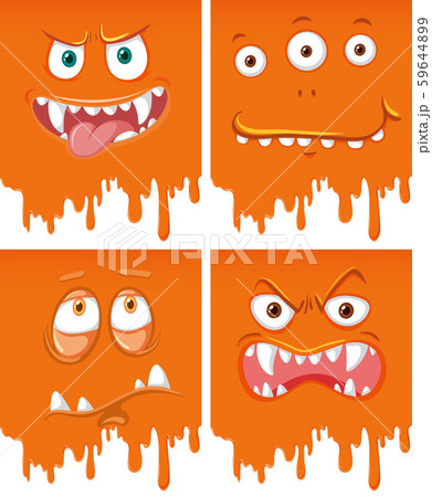 Orange Monster Face Drippingのイラスト素材