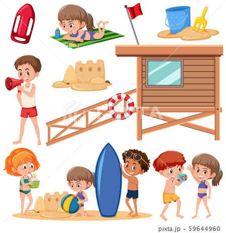 Set of children at the beach 59644960