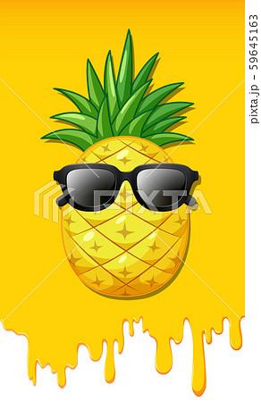 A Pineapple With Yellow Juicy Backgroundのイラスト素材