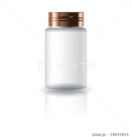 Blank white medicine round bottle with cap lid for healthy product packaging. 59645855