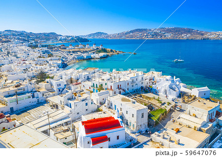 Panoramic view of Mykonos town, Cyclades islands, Greece 59647076