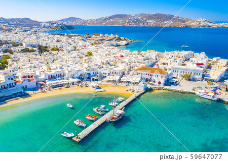 Panoramic view of Mykonos town, Cyclades islands, Greece 59647077