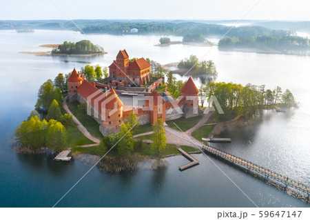 Old castle in sunrise time. Trakai, Lithuania, Eastern Europe. Old castle in sunrise time. Trakai, Lithuania, Eastern Europe. 59647147