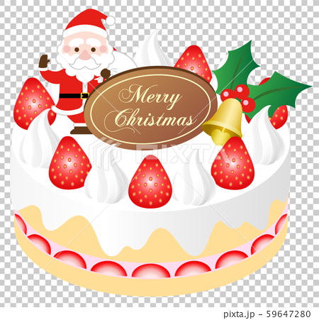 クリスマスケーキ 白背景のイラスト素材