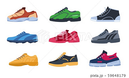 Sneakers Flat Colorful Sport Shoes With のイラスト素材