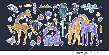 Huge vector clip art giraffe collection. 59648363