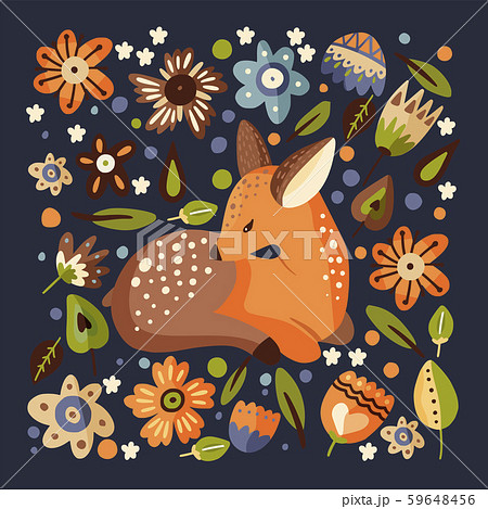 Little Fawn Woodland Animal Card のイラスト素材