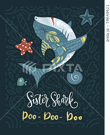 Shark animal vector card. 59648621
