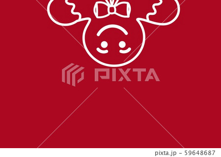 Minimalistic red christmas background with white silhouette of gingerbread man. Modern trendy 59648687