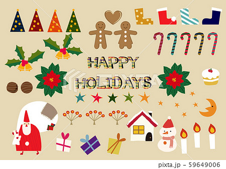 クリスマスの為のイラスト素材集 ハッピーホリディズ のイラスト素材 59649006 Pixta