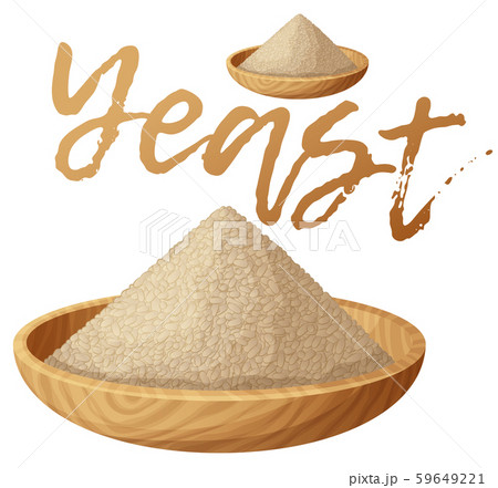 Dry yeast in wooden plate illustration. Cartoon vector icon isolated on white background Dry yeast in wooden plate illustration. Cartoon vector icon isolated on white background 59649221