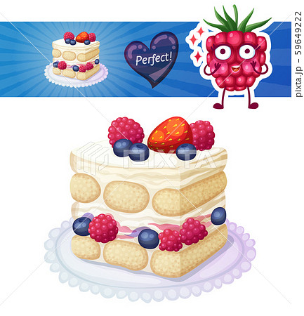 Tasty triple berry tiramisu cake icon on white background Tasty triple berry tiramisu cake icon on white background 59649222